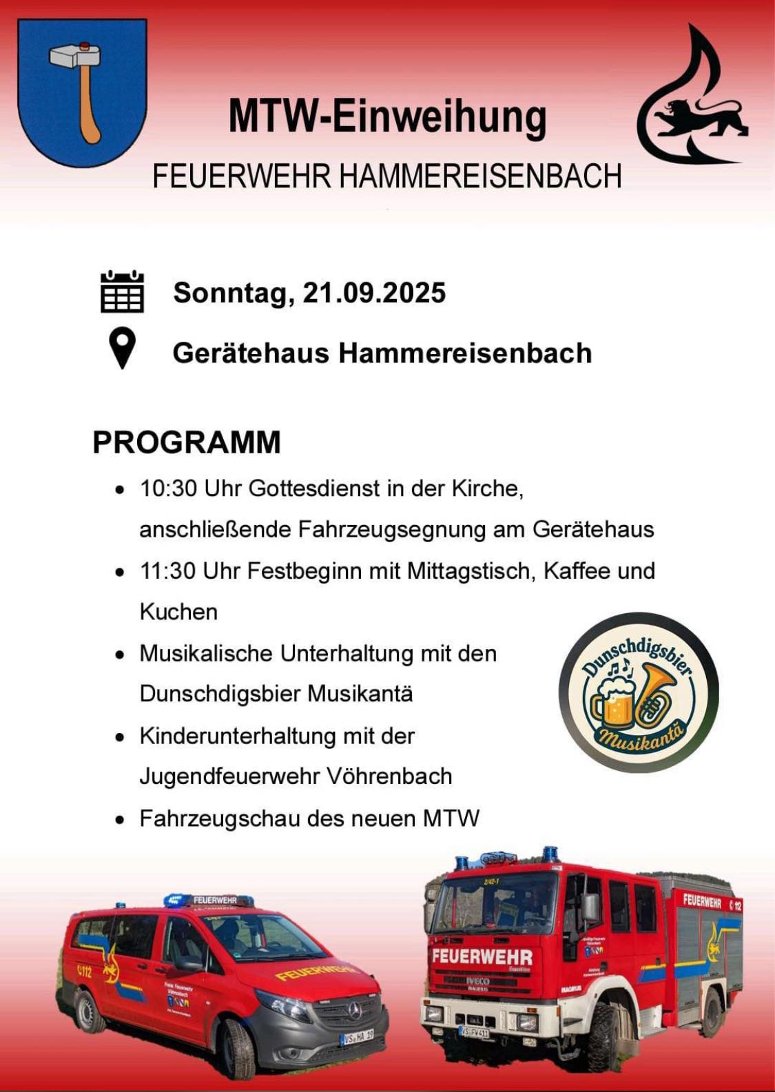 Einweihung MTW Abteilung Hammereisenbach am 21.09.2025